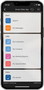 Anveo Mobile Sales App Main Menu